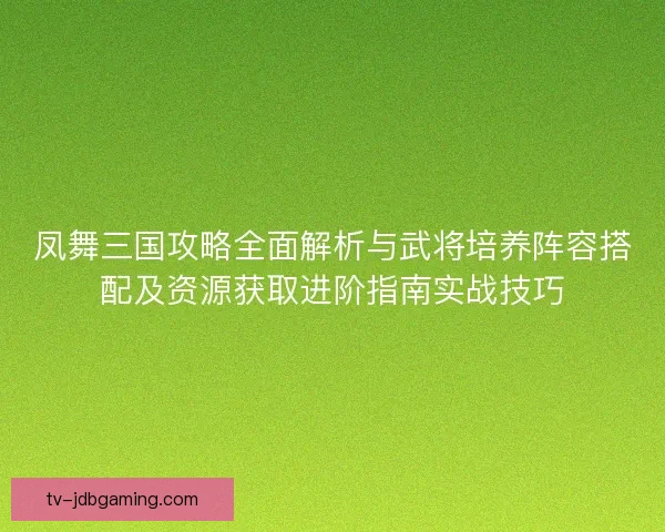 凤舞三国攻略全面解析与武将培养阵容搭配及资源获取进阶指南实战技巧